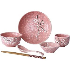 BESTonZON japāņu keramikas trauku komplekts mājsaimniecības keramikas galda piederumu komplekts (rozā)
