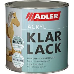Adler acrylic clear lacquer - acrylic paint colourless with primer effect, base and top coat for indoor and outdoor use - weatherproof paint for wood, metal and plastic - matt or glossy, transparent