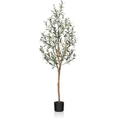 SOGUYI Artificial Olive Tree, 150 cm Artificial Plant Olive Tree with Natural Wood Trunk and Lifelike Fruits for Home and Office Decoration - Large Artificial Plants for Indoor Use, 1 Pack