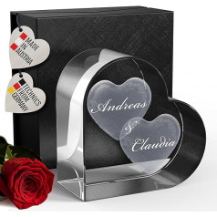 3D Laser Glass Crystal Cube or Heart Shape, Customisable, The perfect gift for a loved one