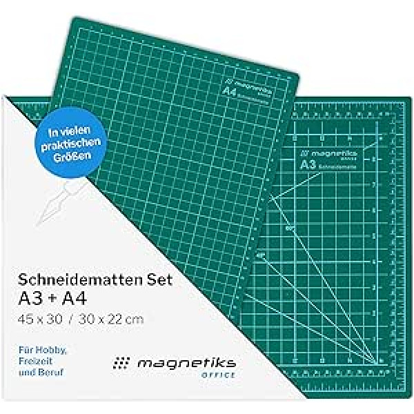 magnetiks Griešanas paklāju komplekts pa 2 - DIN A3 un DIN A4 komplektā pa 2 Griešanas paklājs - Pašdziedinošs divpusējs zaļš