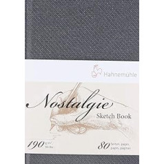 Hahnemühle Nostalgie Skizzenbuch, Premium Zeichenbuch, 190 g/m², naturweiß, 80 Seiten, DIN A6 — portreta formāts