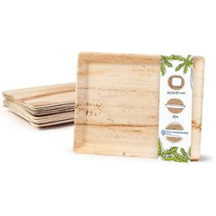 Kaufdichgrün 25x Disposable Palm Leaf Tray | Half Kitchen Standard 23,5x27 cm| 100% Biodegradable, Compostable | Individual – Decorative | Stable and Strong | including Buffet and Finger Food