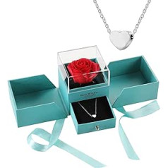 AFSTALR mūžīgās rozes bezgalības rozes ar sarkanām rozēm dāvanu kastīti, mūžīgās rozes dāvanas sievietēm Sieva draudzene apburts īsts rozes zieds Valentīna dienai