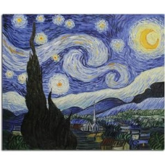 Fokenzary Handgemaltes Ölgemälde auf Leinwand Vincent Van Gogh Sternennacht Reproduktion Wanddekor gerahmt fertig zum Aufhängen audekls 50x60cm