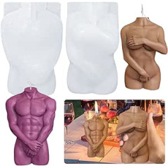 2pcs 3D Women Men Body Shape Candle Moulds Female Male Torso Silicone Epoxy Casting Moulds Wax Aromatherapy Soap Making Mould Plaster Statue Mould Home Decoration Gift for Wedding Party