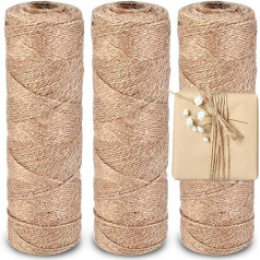 Cieex Macrame Yarn Set, 1.5 mm x 100 m, Natural Cotton Yarn, Macrame Cord for DIY Crafts