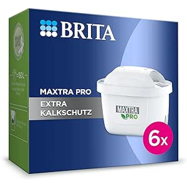 Brita Maxtra Pro papildu kaļķakmens aizsardzības ūdens filtra kasetne – iepakojumā 6 (pusgada krājumā) – oriģinālā Brita rezerves kasetne ierīces aizsardzībai un kaļķakmens, piemaisījumu samazināšanai,