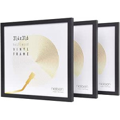 nielsen Set of 3 wooden vinyl records frame, double LP frame, vinyl, 31.4 x 31.6 cm, black, long record frame