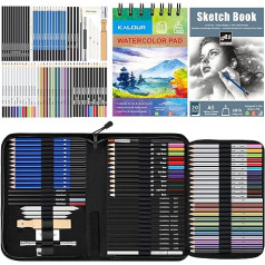 74 Pieces Assorted Drawing Pencils Set - 12 Pieces Sketching Pencils, 12 x Charcoal Pencils, 12 x Watercolour Pencils, 12 x Metallic Pencils, Other Drawing Accessories