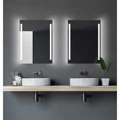 Talos Bathroom Mirror with Lighting - Bathroom Mirror 80 x 60 cm - LED Mirror with Two Light Cut-outs - Light Colour Neutral White 4200 Kelvin - Vertical and Horizontal Suspension