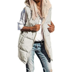 Cubinest sieviešu bezpiedurkņu veste: sporta rudens garās pārejas jakas veste ar kapuci Melna ziemas silta ziemas jaka Stepēta veste bez piedurknēm, vēja necaurlaidīga viegla jaka Sieviešu vestes, bēšs