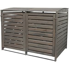 Beauty.scouts Skaistums.Scouts Sabrina III Double Wheelie Bin Glabātava 2 tvertnēm Masīv priedes koks 148 x 92 x 122 cm pelēks