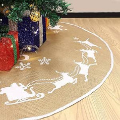 Joyin Christmas Tree Skirt 48 Inch Diameter Jute Tree Skirt Christmas Decoration with Santa Sleigh Pattern