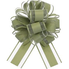 uxcell 20 Pieces 6 Inch Bow Organza Gift Bows Ribbon Wedding Car Basket Gifts Christmas Bow Army Green