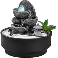 Indoor Garden Fountain Zen Glass Ball Rotating Colorful LED Decoration Relaxing Atmosphere Garden Zen White Sand Table Fountain Closed Circuit H21cm - Bogota Zen'Light