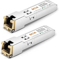 [2 iepakojums] 1.25/2.5/10GBase-T SFP+ raiduztvērējs, SFP+ RJ45 vara modulis Cisco SFP-10G-TS, Ubiquiti UF-RJ45-10G, Netgear, D-Link, Supermicro, TP-Link, līdz 30 M