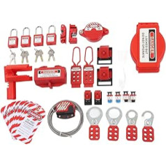 Lockout Tagout Kit for Electric, 47 Pieces Lockout Tagout Locks Set Automatic Lockout Padlock Set with Key Ball Valve Lock Cable Lock for Breaker