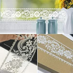 10 x 100cm Roll White Lace Transparent Removable Self Adhesive Waterproof Window Glass Bathroom Mirror Wall Decor Floral Pattern
