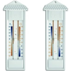 TFA Dostmann analogais Maxima Minima termometrs, piemērots lietošanai iekštelpās un ārā, laikapstākļiem izturīgs L 80 x W 32 x A 232 mm (2 iepakojumā)