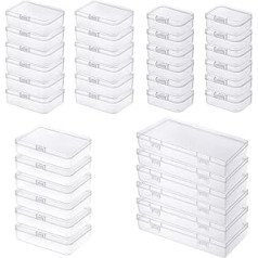 36 Pieces Mixed Sizes Rectangle Empty Mini Organizer Storage Box Containers with Hinged Lid for Small Items and Other Craft Projects (Transparent)