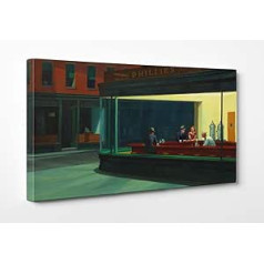 ShopArt — Edward Hopper Nighthawks — tēlotājmākslas druka uz audekla — augsta izšķirtspēja — gatavs pakarināšanai (50 x 100 cm)