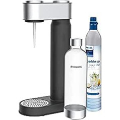 Philips ADD4902BK/10 GoZero ūdens karbonators, 3 x 1 l dizaina plastmasas pudele, CO2 cilindrs, melns