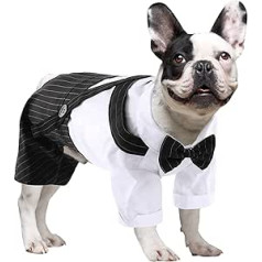 ASENKU Dog Tuxedo with Black Bow Tie, Dog Wedding Tux Formal Suit with Adjustable Straps for Party Birthday Pet Shirt Costume for Small Medium Large Dogs