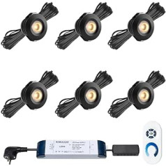 Hamulight LED padziļināts prožektors, terases nojume, Pals Black, apgaismojums/padziļinātas gaismas, ziemas dārzs/terašu jumts/nojume, 3 W, regulējams, silti balts, 6 komplekts