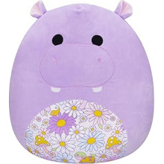 Squishmallows Original Peluche de 50 cm- Hanna l'Hippopotame Violet au Ventre Fleuri