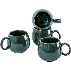 UNICASA Porcelain Coffee Mugs, Set of 4 Cups with Handle, 530 ml Each for Tea, Coffee, Milk, Cappuccino, Green