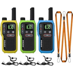 BAOFENG GT-18 Walkie Talkie PMR446 Licensed Free Radio for Adults Children, Rechargeable Walky Talky 1500 mAh Battery, Dual PTT, 16 Channels, Scan, Torch for Camping, Hiking, Pack of 3