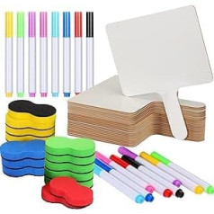 Harloon 48-teiliges doppelseitiges, trocken abwischbares kleines Whiteboard-Set enthält 48 handgehaltene 20 x 14 cm trocken abwischbare Antwortpaddel, 48 Marker, 48 Radiergummis für Studenten, Lehrer,