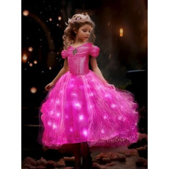 UPORPOR LED Luminous Princess Dress Girls Sleeping Beauty Costume Children Princess Fancy Dress Birthday Party Christmas Halloween Carnival Cosplay Princess Dress