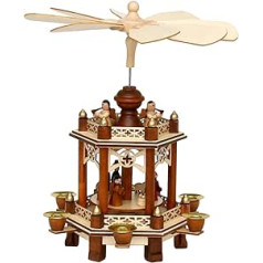 Dekohelden24 521308 Holy Family Wooden Pyramid with 2 Levels Length x Width x Height Approx. 15.5 x 13 x 27 cm Natural / Brown