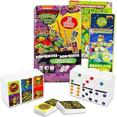 Nickelodeon Teenage Mutant Ninja Turtles Domino komplekts ~ TMNT Domino galda spēle Plus TMNT tetovējumi | Bruņurupuču nindzju spēļu komplekts bērniem