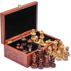 Husaria Staunton Tournament No. 6 Chess Pieces with 2 Extra Queens and Wooden Box, 98 mm Kings