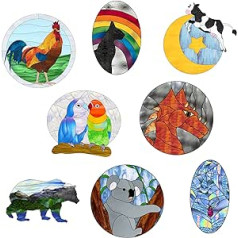 CREATCABIN Pack of 8 Window Stickers with Animals Static Adhesive Glass Stickers Decoration PVC Art for Home Children's Room Bedroom Bathroom Glass Door Decorations