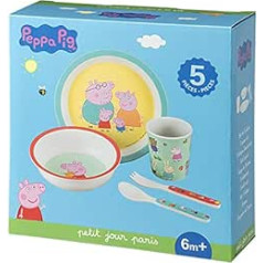 Petit Jour Paris PI701K Peppa Pig trauku komplekts, lai ēstu kā pieaugušie