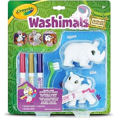 CRAYOLA WASHIMALS Safari Nynokeron un Hippo uzpildes komplekts lietošanai ar aktivitāšu komplektu, spēli un dāvanu, 3 gadi