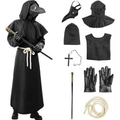 Raveparty Plague Doctor kostīms, Plague Doctor mask, Helovīna kostīmi vīriešiem, viduslaiku tvaikpanka Helovīna cosplay lomu spēles apģērbs pieaugušajiem