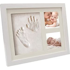 Discoball Baby Handprint and Footprint attēlu rāmis DIY komplekts ar māla koka akrila stikla rāmi mazuļiem kā piemiņas dāvana (apm. 28x23cm)