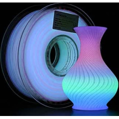 AMOLEN Glow in the Dark PLA kvēldiegs 1,75 mm, spīd tumsā un maina krāsu ik pēc 5 metriem, zaļa, zila, violeta, rozā, 3D printera kvēldiegs, 1 kg