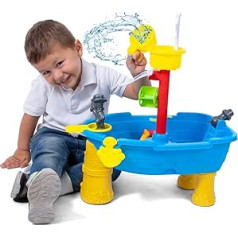 JoyKip Pirate Ship Sand Water Play Table for Children from 3 Years, Water and Sand Toy with Sand Moulds Shovel Accessories, Outdoor Toy for Boys and Girls