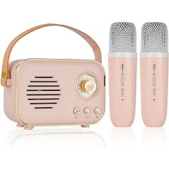 Ainiv karaoke mašīna ar 2 bezvadu mikrofoniem, pārnēsājama Bluetooth KTV sistēma, skaļrunis ar balss maiņas efektiem, karaoke atskaņotāja mikrofons bērnu elektroniskās rotaļlietas uzlādēšanai
