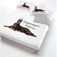 Digital CP – Dig 1P Bettbezug, 100% Baumwolle 518 DOBERMANN FAMILIE (150 x 200 cm + 52 x 82 cm) schwarz