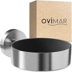 ovimar Ronne Hair Dryer Holder, Stainless Steel, Silver, with Wall Mounting for Drilling, with Hair Dryer Padding, for Drilling, Hair Dryer Holder in the Bathroom, Perfect Bathroom Accessory