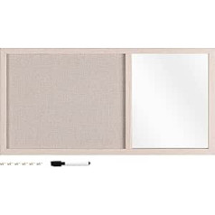 Navaris Combination Board with Pin Board and Mirror - Memo Board 70 x 35 cm with Textile Pin Board and Mirror Surface - Wall Board Pin Board - Includes Marker Pins