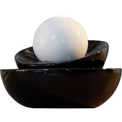 Zen'Light Zen Flow Indoor Fountain with LED Lighting, Ceramic, Black/White, 23 x 23 x 18 cm