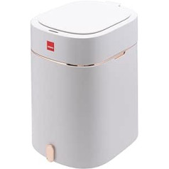 SENSIOHOME Sensio Home Waterproof Trash Can with Motion Sensor Automatic Lid 12L for Bedroom, Kitchen, Bathroom, Living Room, Office, White with Gold Trim